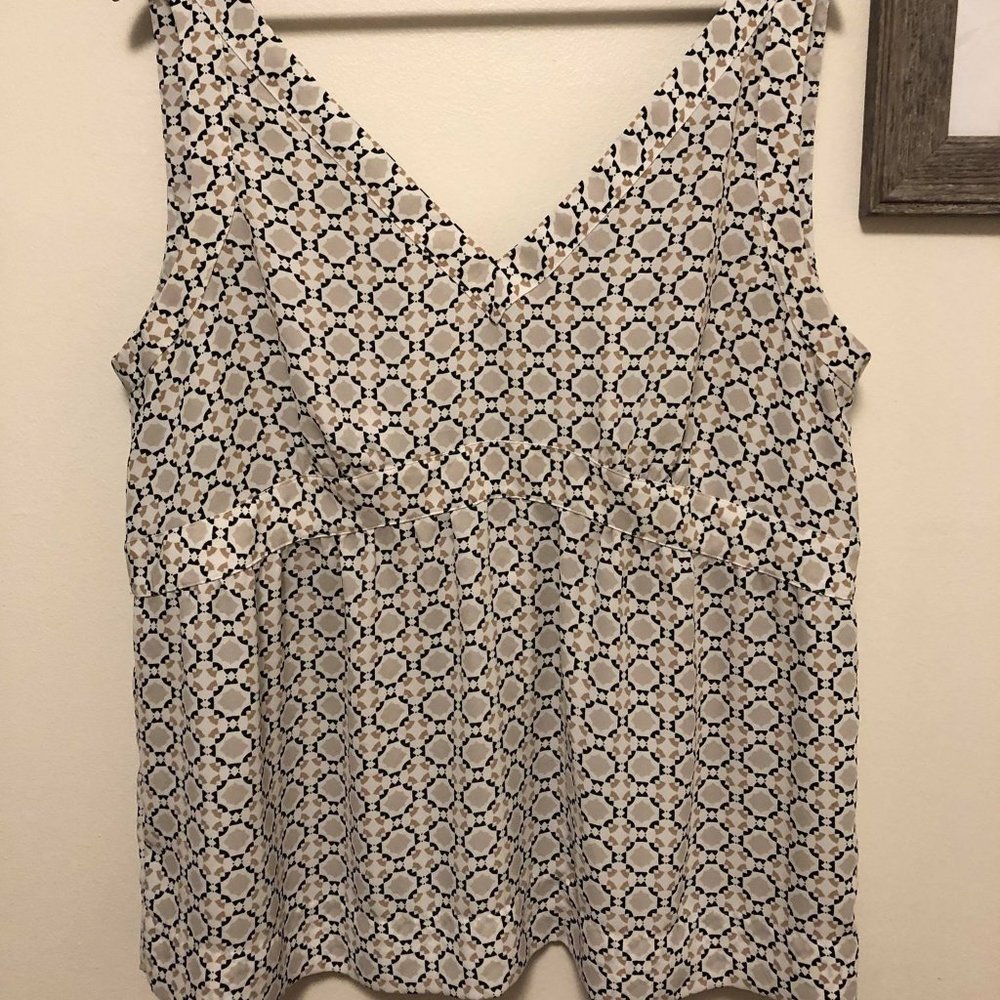 LOFT Mosaic Print Blouse (Size 14)